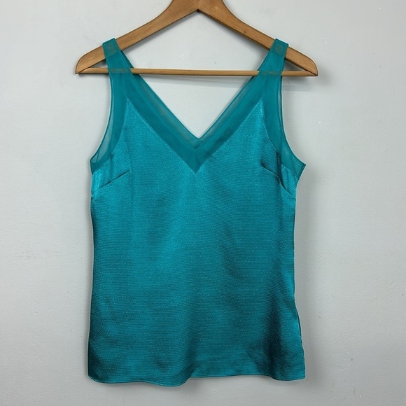 Ted Baker Lilyane Mesh-Trimmed Top Turquoise Sz 1/ XS - Picture 3 of 10